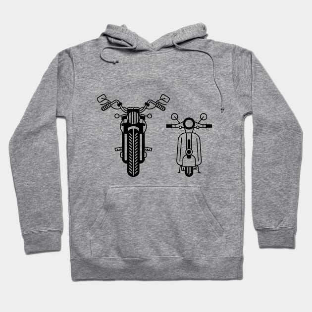 Illustration of stylized black and white motorcycle and scooter Hoodie by iswenyi Art